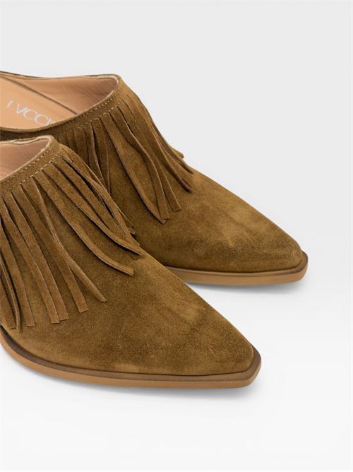 Sabot in suede cuoio con frange IL LACCIO | MARA24VELOURWHISKY377